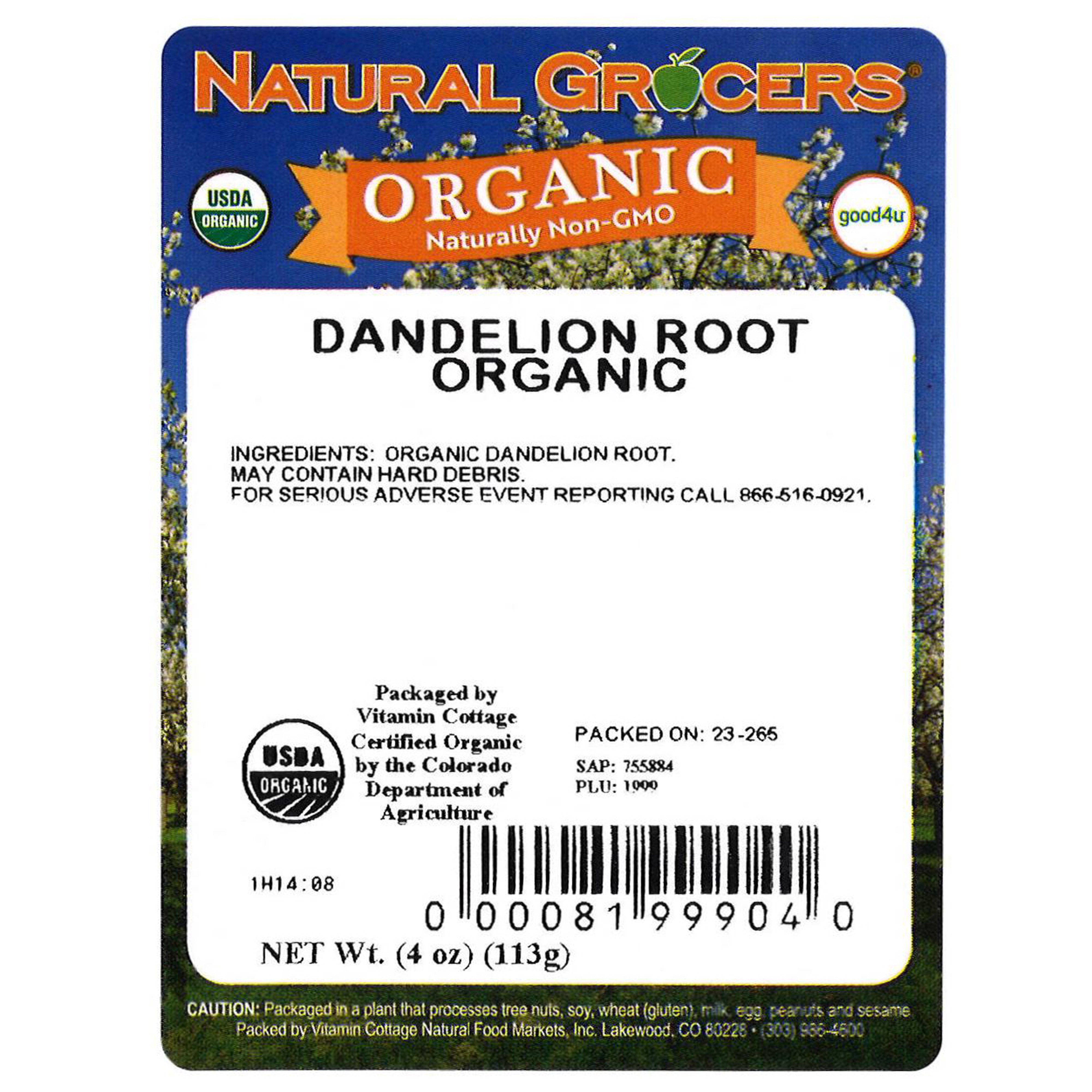 Dandelion Root Natural C/s Org 4 Oz | Natural Grocers